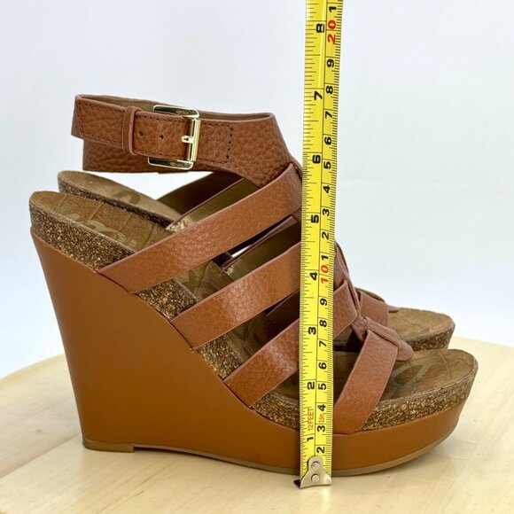 Sam Edelman Brown Nayla Leather Cage Strappy Platform Wedge Sandals Size 7.5 - Picture 10 of 13